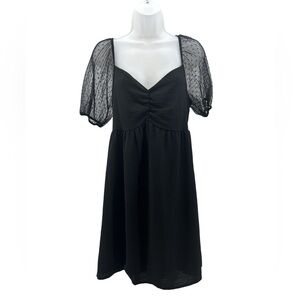 Altar'd State Black Mini Dress with Sheer Sleeves